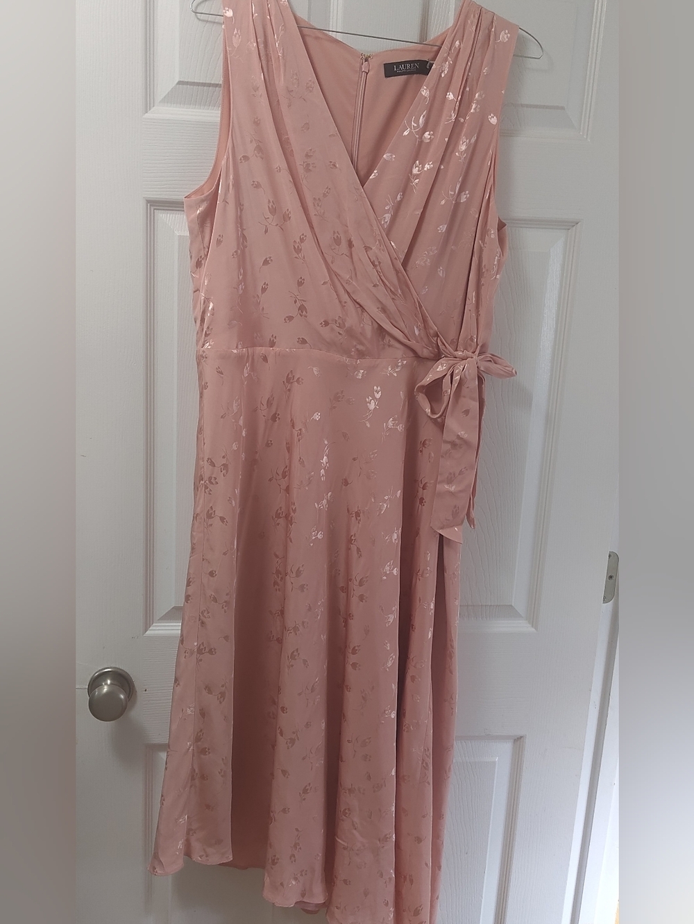 Lauren Ralph Lauren Blush Pink Asymmetrical Wrap Dress